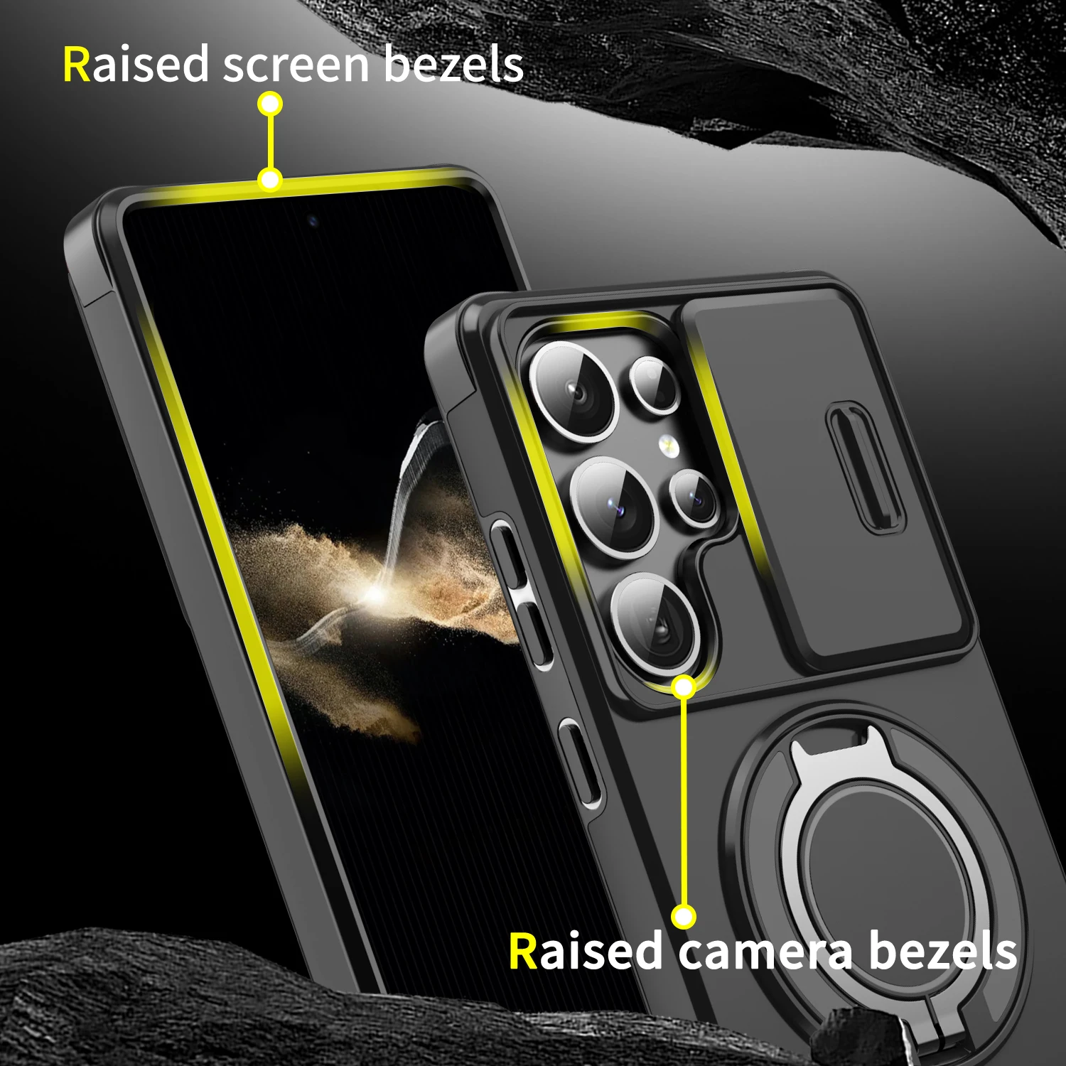 Fashion Metal Ring Kickstand Phone Case