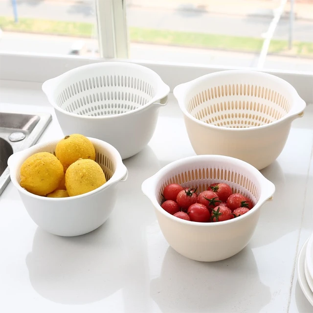 Kitchen Colander Strainer Set, Colander Plastic Set, Portable Food  Strainer, 6Pcs Drain Basin and Basket for Washing and Draining Fruit,  Vegetables