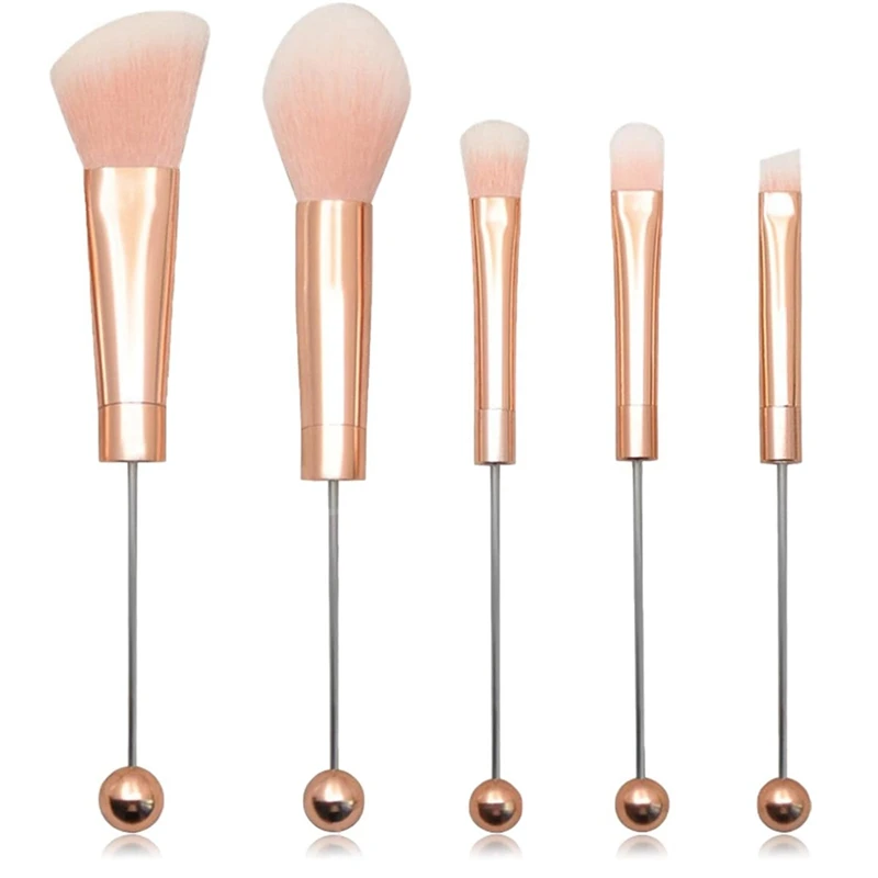 

5Pieces Silicone Beads DIY Makeup Cosmetic Brushes Set Beaded Brushes Kit For DIY
