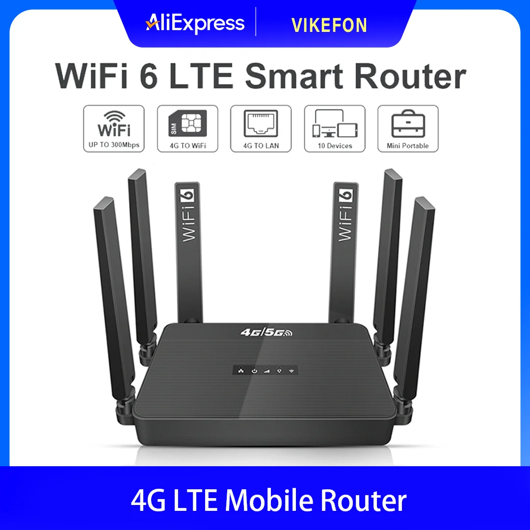  Roteador WiFi6 4G LTE Roteador Russo 300Mbps Modem 4G WiFi Roteador Compatível com Placas SIM 5G Sem Contatos Plug and Play