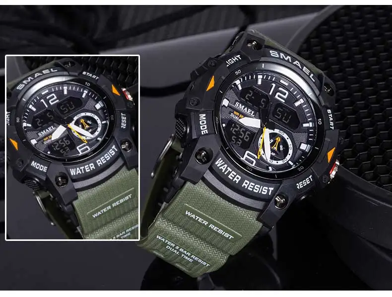 SMAEL Sportuhr, Militär-Armbanduhr für Herren, Alarm, Stoppuhr, LED, digitale Hintergrundbeleuchtung, Dual-Zeitanzeige, wasserdichte Uhr für Herren, 8007 – Detail 15