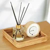 Handwoven Rattan Storage Basket Square Wicker Tray Picnic Basket Bread Food Plate Fruit Cake Sundries Box Home Desk Decor S/M/L 4