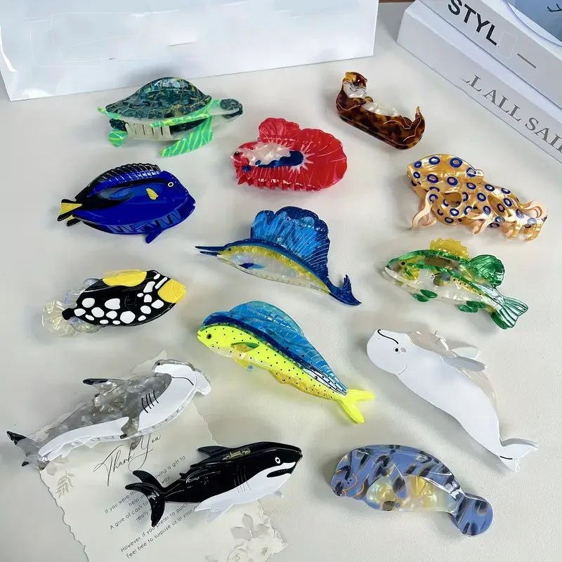Y2K mehrere Stile Ozean Serie große Haarspange Klaue für Frauen neue lustige Acetat Schildkröte Oktopus Haarspangen Kopfbedeckung