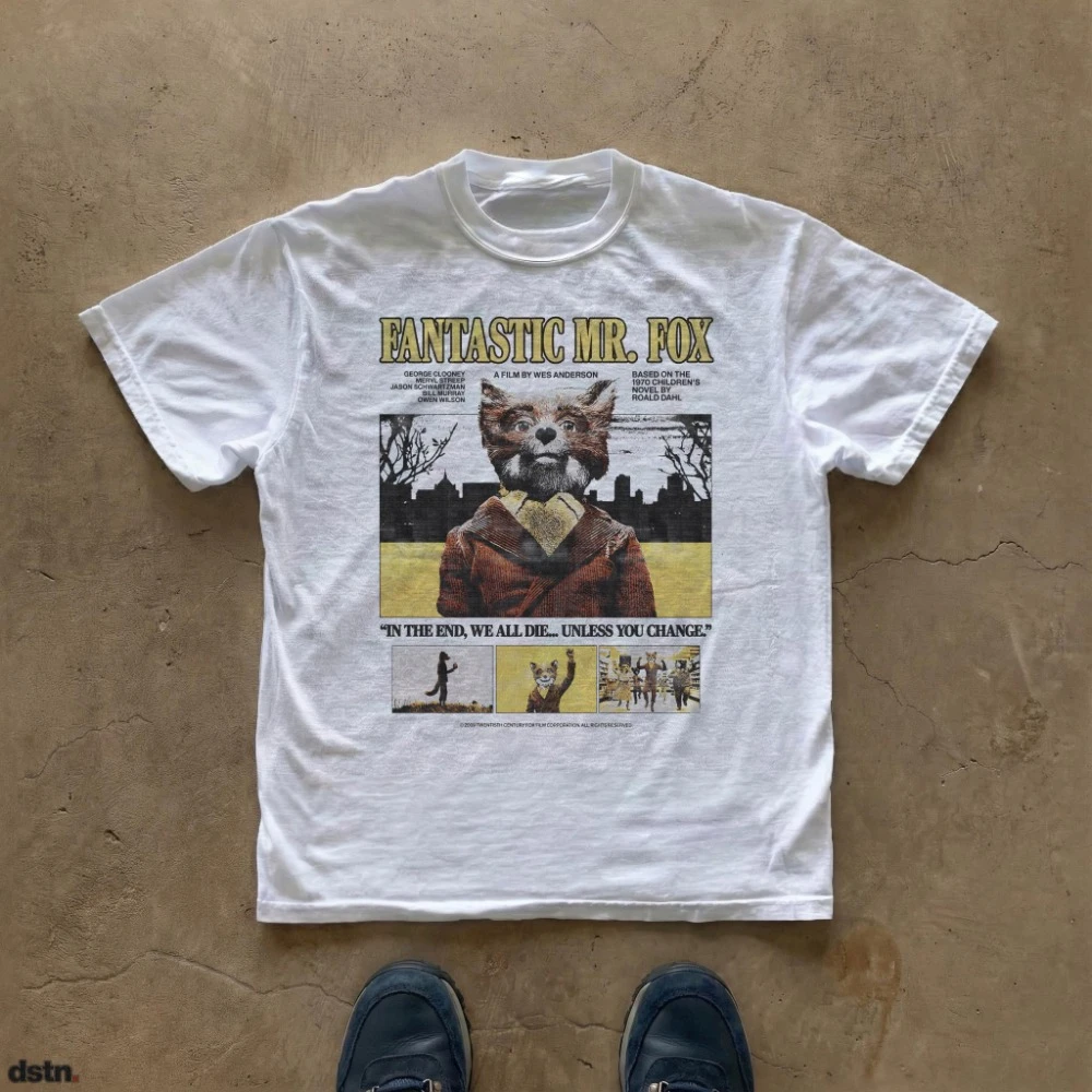 Fantastisches Mr. Fox T-Shirt Wes Anderson Indie Film Art Clothing Grafik-Kurzarmshirt Unisex Herren Damen Ganzjahres-T-Shirt