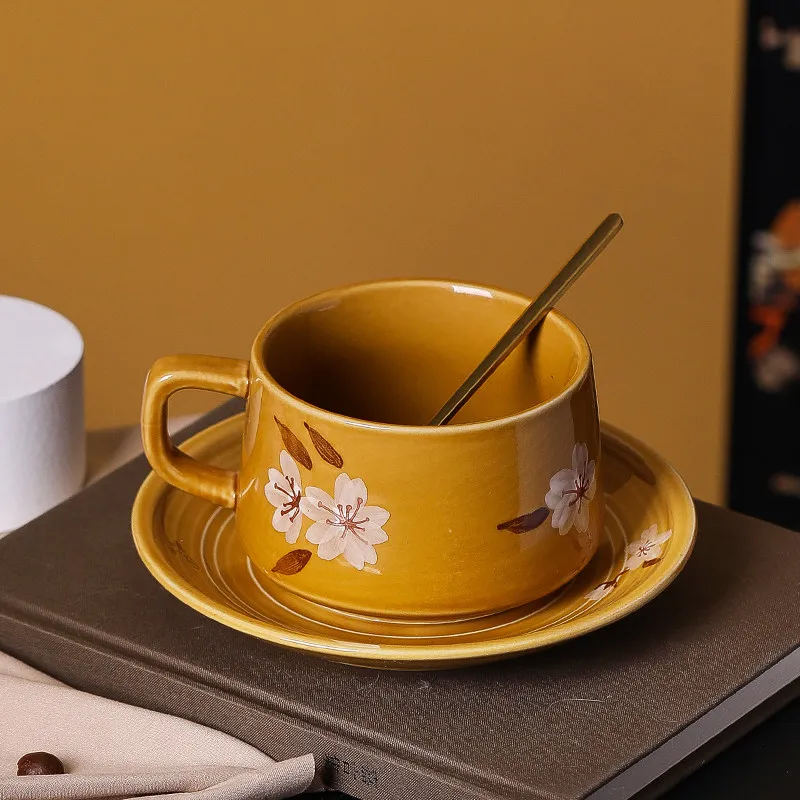 창의적인 꽃무늬 귀여운 컵, 가정용 사무용품 도자기 물컵, 미니멀리스트 스타일..