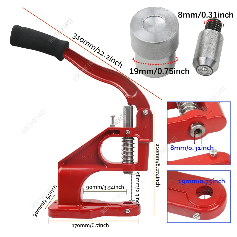 Hand Punch Press Machine Install Rivet Mold with Cap Rivets for Clothes Bags Leathercraft Sewing Accessorie Leather Craft Tools,Leather Sewing Tools,Riveting Tool Set