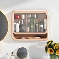 Household Bathroom Storage Box Wall Mounted Non Perforated Dust-proof Shelf, Household Large Capacity Room Light Luxury Shelf 2