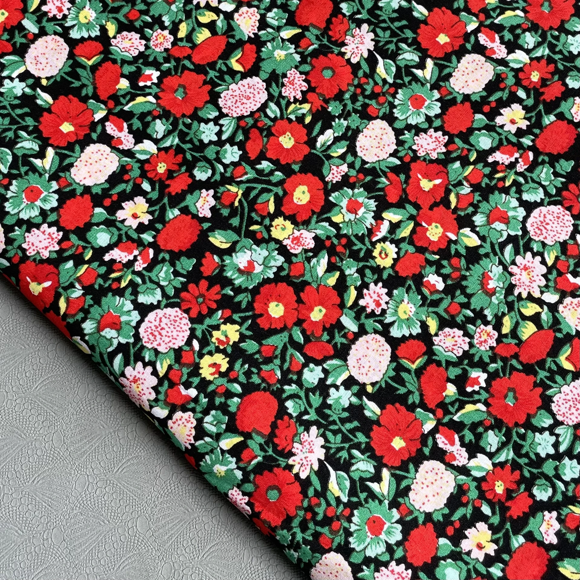 Colorful Floral Plants 100%Cotton Poplin 40S Fabric For Kids Baby Sewing Cloth Dresses Skirt DIY