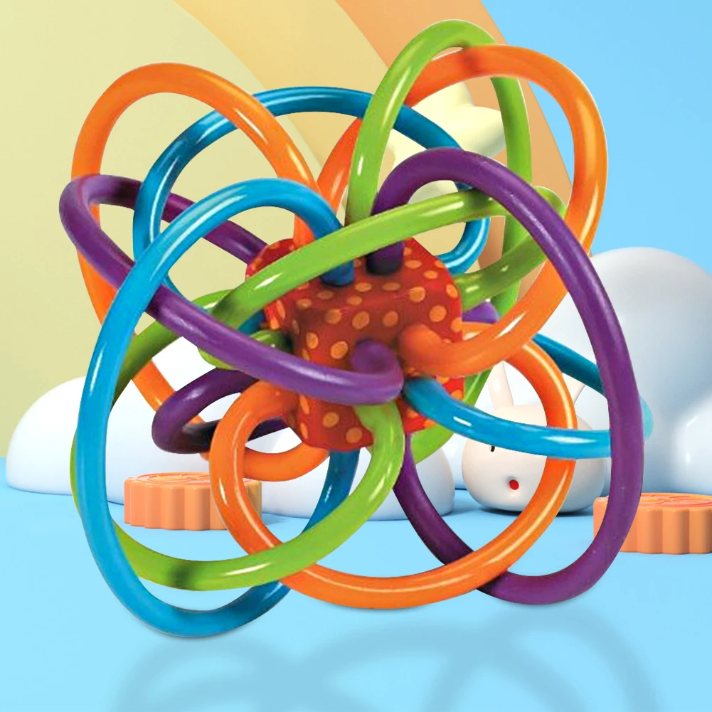 Grabbing Hand Ball Rubber Teething Toys Baby Manhattan Grab Ball Early Developmental Toys for Toddlers Soft Silicone Teether Toy