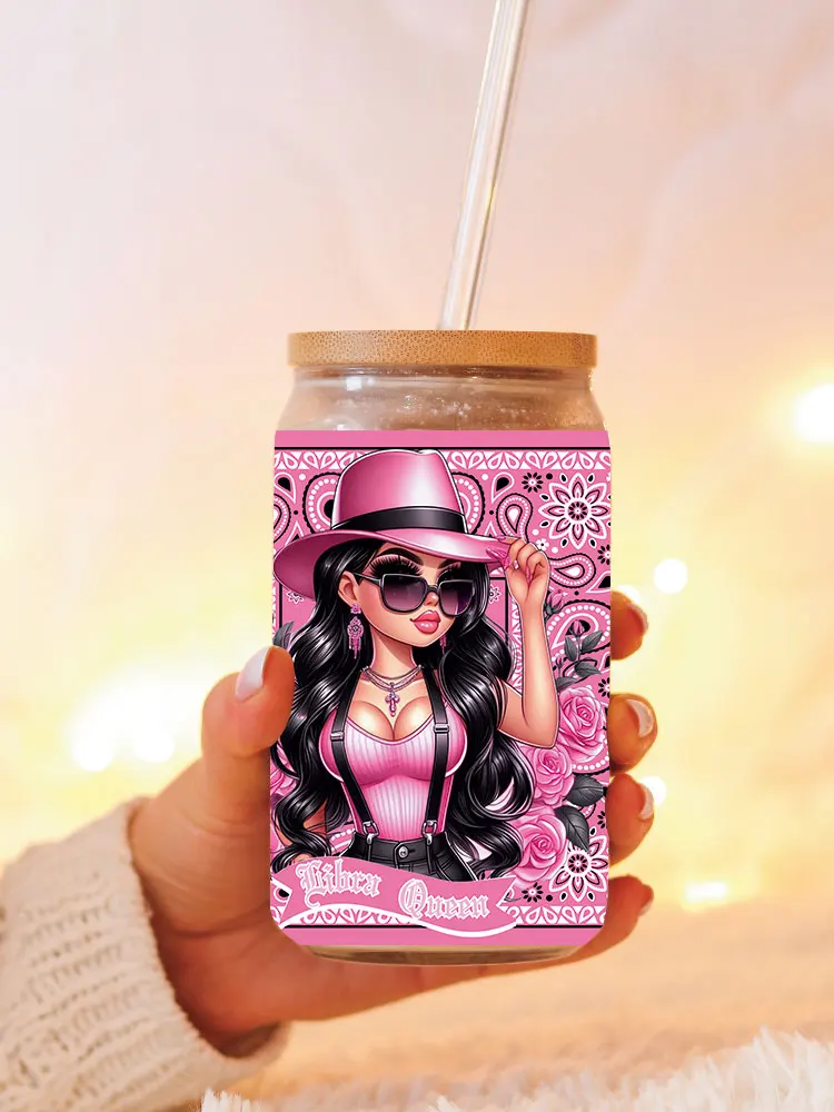 UV DTF Transfer Sticker Little Girl For The 16oz Libbey Glasses Wraps Bottles Cup Can DIY Waterproof Decals D18419