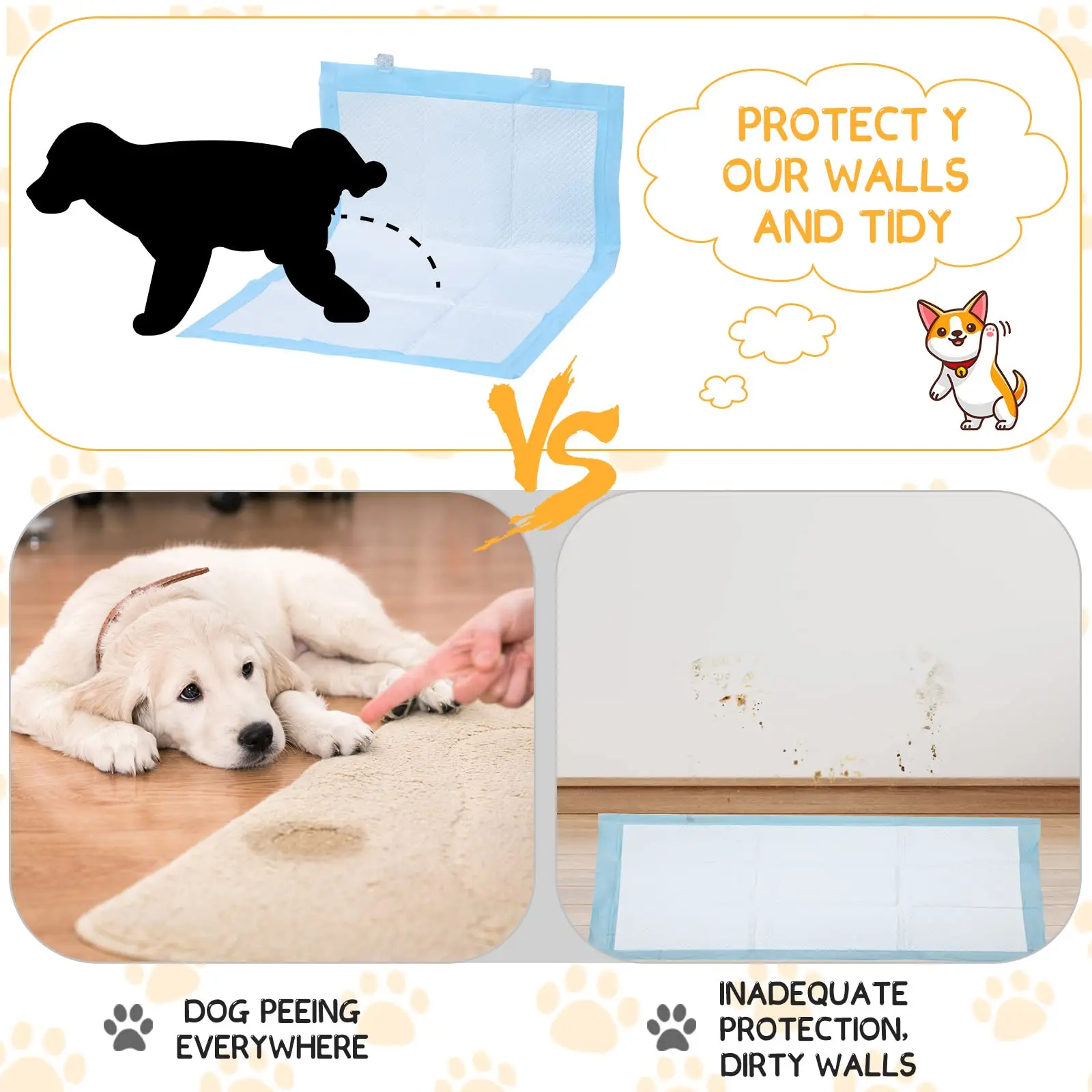 Wall Pee Pad Holder 6/3Pcs Clear Dog Potty Training Pad Holder Invisible Puppy Sticky Pee Wall Clips dog potty pad holder