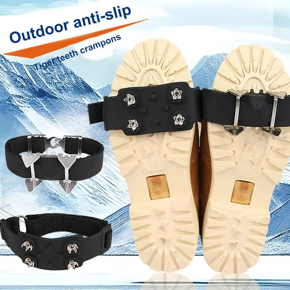 

Snow Shoe Spikes Slip-resistant Shoe Spikes Adjustable Fastener Tape Crampons Traction Cleats for Snow Shoes Anti-skid Ice