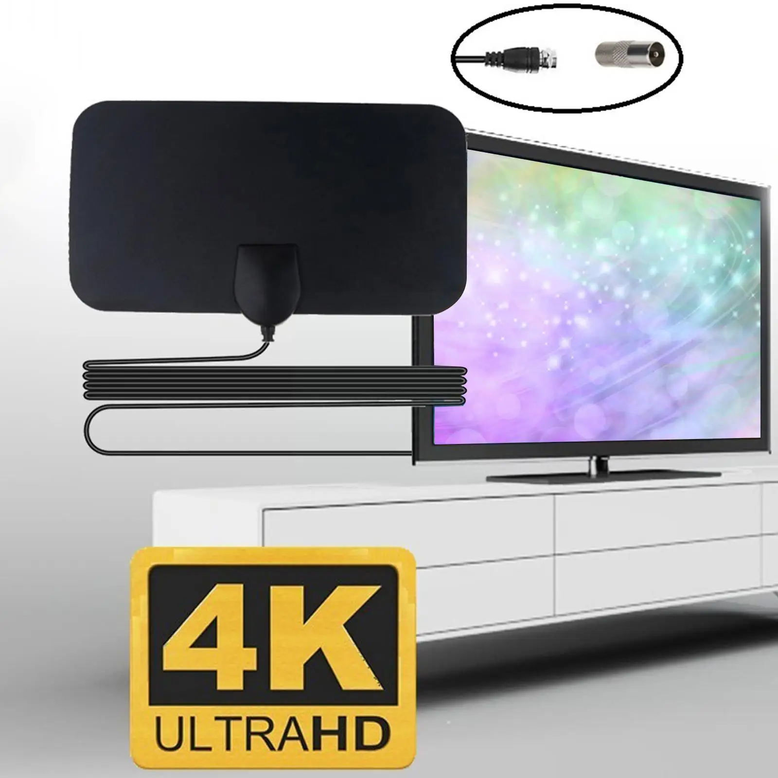 

Универсальная телевизионная антенна 4K 25DB с высоким коэффициентом усиления, HD TV D TV Box, внутренняя цифровая плоская антенна, активный усилитель, разъем, конструкция 3000 миль EU A4H5