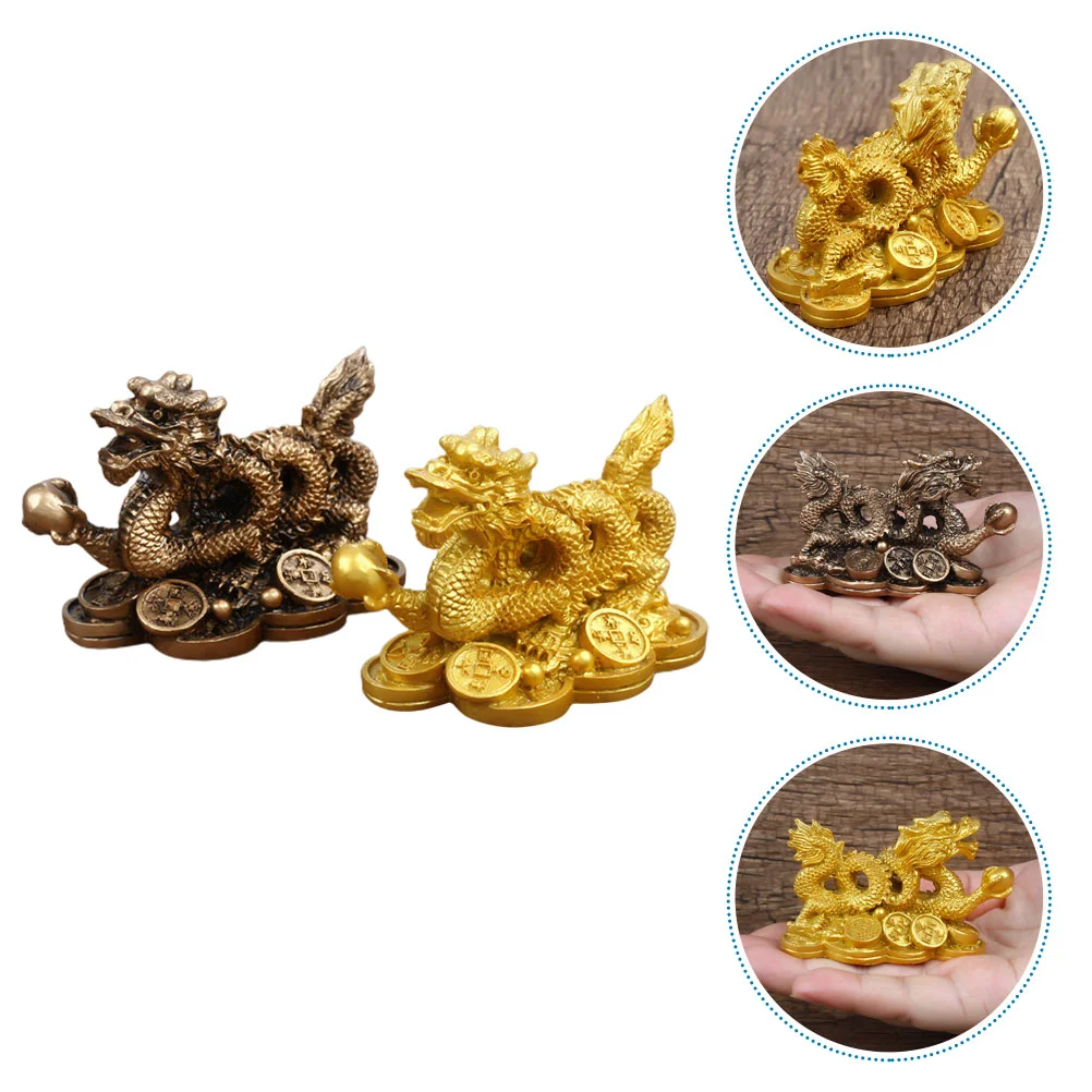 

Money Dragon Statue Auspicious Beast-shaped Decors Desktop Adornments Artware Models Resin Ornaments Office Gifts