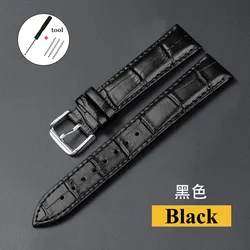 Premium Cowhide Leather Universal Watch Strap for Men and Women - Multiple Sizes Available (Black)