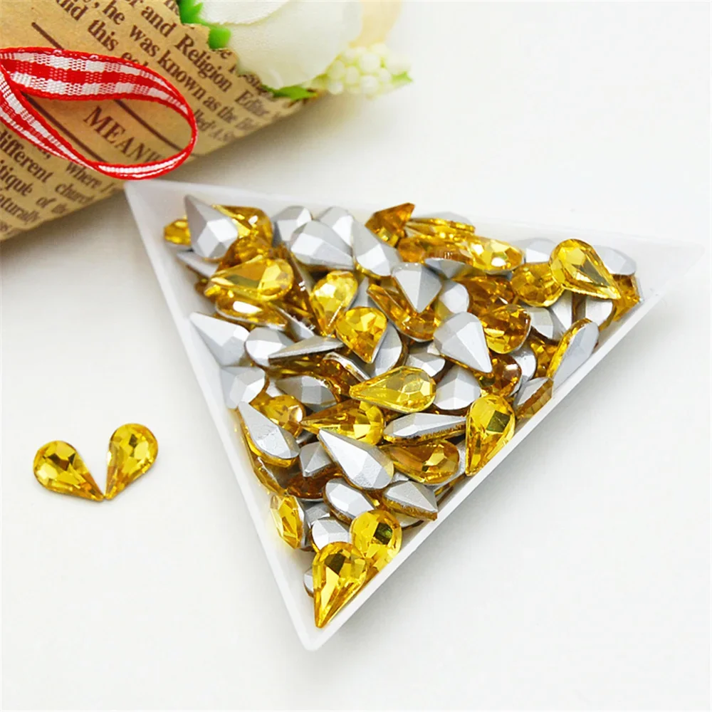 50pcs Colorful Waterdrop Rhinestone Glass Crystal Accessories