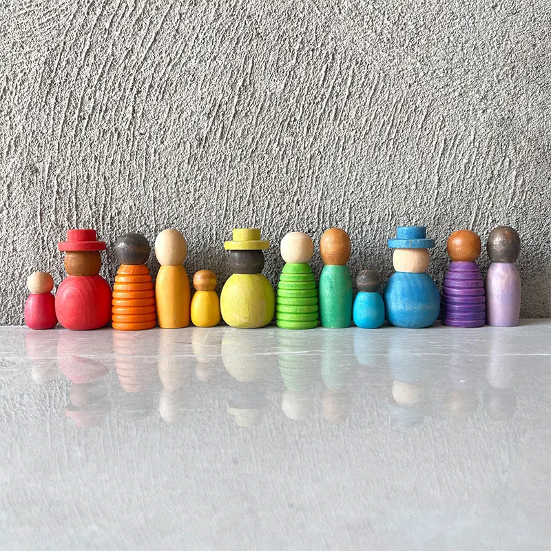 Together Rainbow Peg Dolls Handmade Wooden Toys Montessori