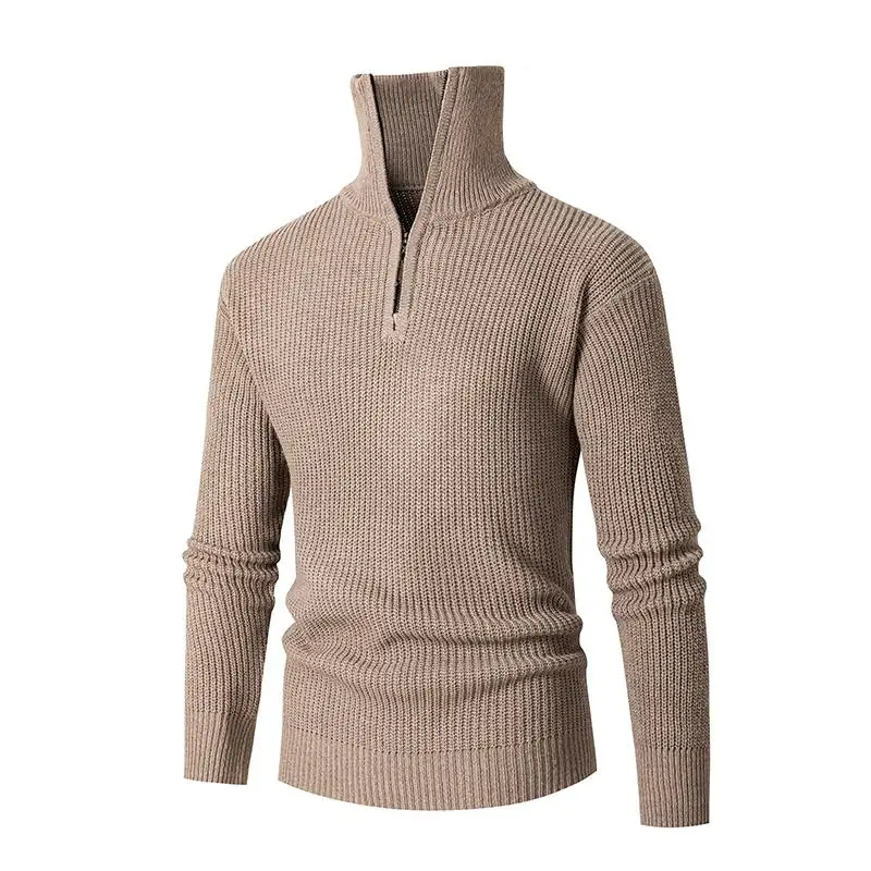 

Men's Solid Color Zipper Pullover Sweater - Stylish and Cozy Knitwear