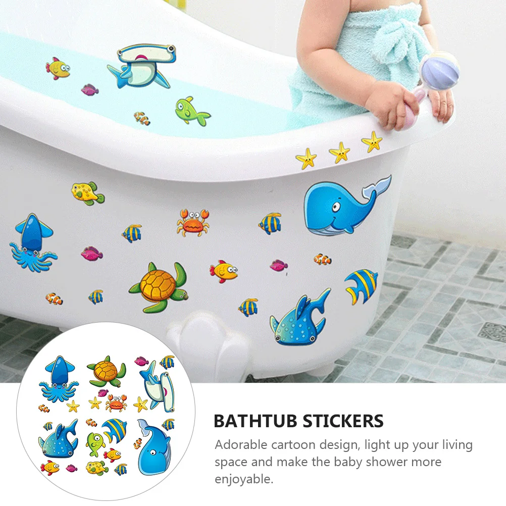 

Bathroom Floor Stickers Cartoon Bathtub Sticker Non-Skid Sticker Marine Animal Wall Stickers Decals Anti-Slip Sticker