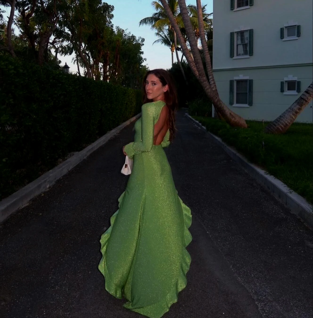 Elegant Long Sleeved Irregular Dress Women High Elasticity Tight Sexy Backless Evening Dress Slim Party Club Vestido