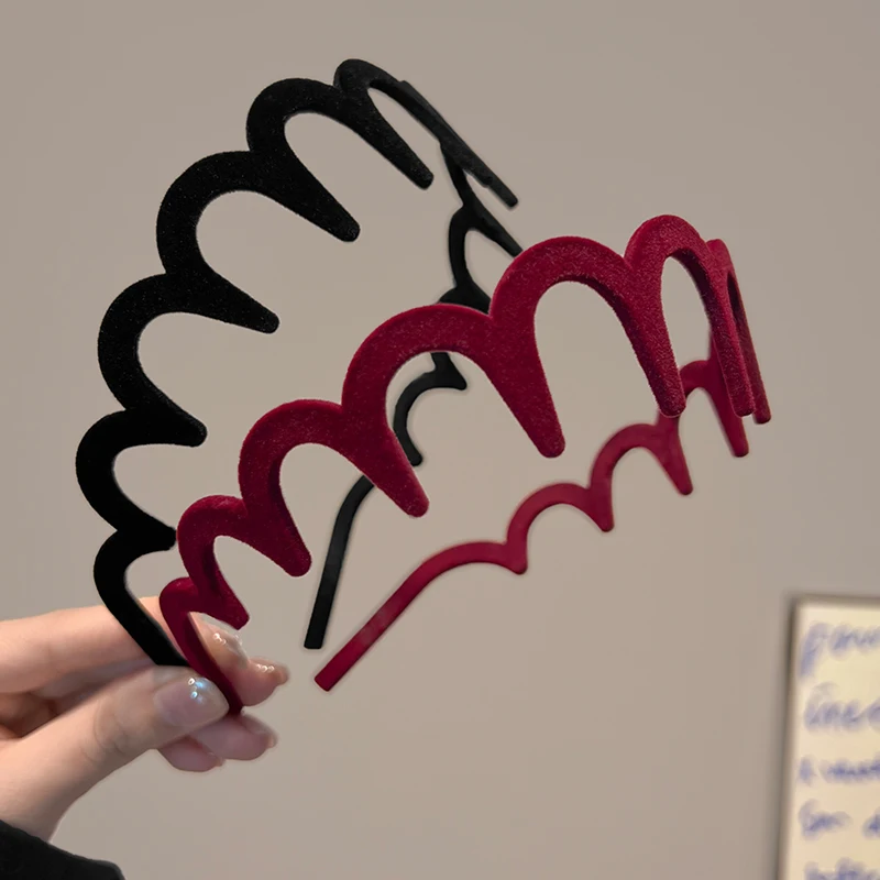 Korean Women Hair Comb Non-Slip Headband Velvet U Shape Hair Hoops Fixed Teeth Fluffy Top Hair Bands Headwear Hair Accessories