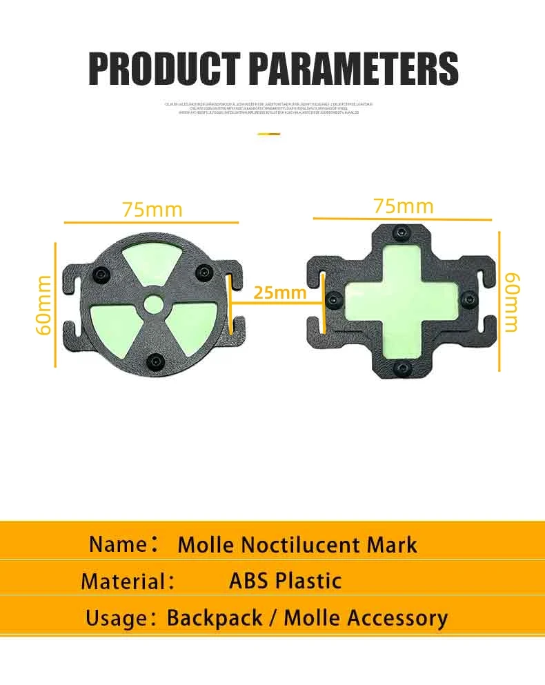 Description Picture 2 of itemMedical Assistance Tactical Molle Luminous Mark Radiation Outdoor Tools Plastic Molle Accessories Backpack Gear Compatible