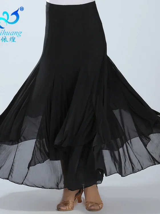 Ballroom Dancing Social Dance Half Length Skirt Square Dance Gauze Long Skirt Competition Performance Costume