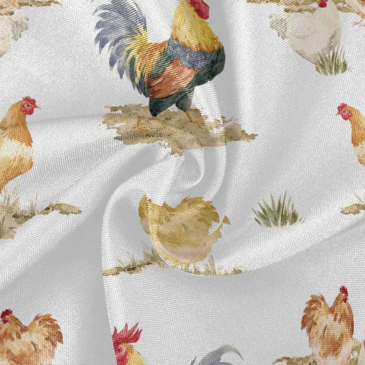 Table Decoration for Party Watercolor Rooster Round Tablecloth Lovely Chicken Polyester White Lace Tablecloth 60 Inch for Dinner