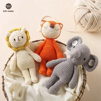 1Pc Baby Toy Handmade Crochet Rattle Plush Dolls Cartoon Animal Elephant Stuffed Toys Soothing Baby Sleeping Kids Christmas Gift 1