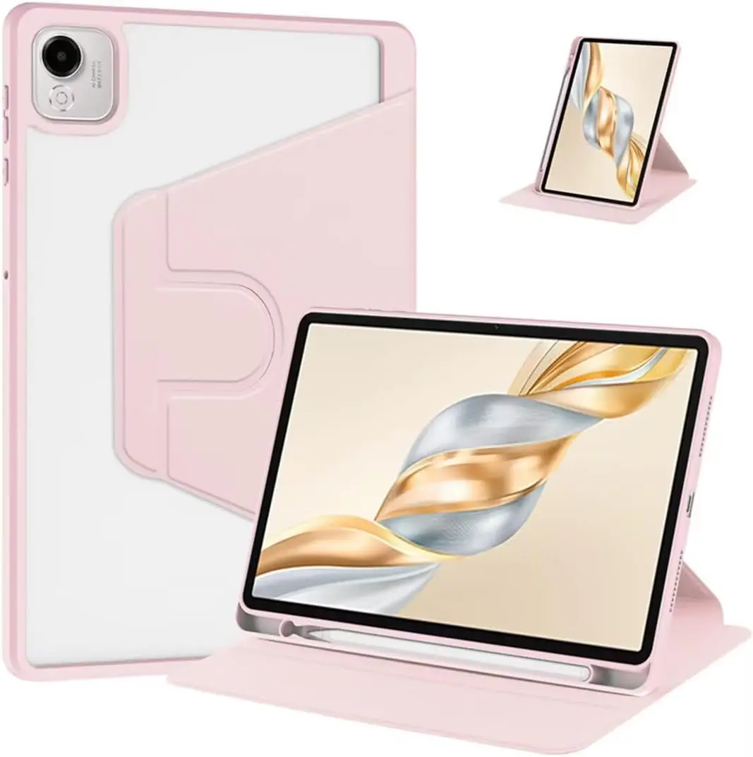 Premium 11.5 Acrylic Back Tablet Case with 360° Rotating Stand and Pencil Holder