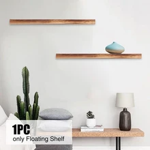 Wandmontage Woonkamer Home Decor Massief Houten Eenvoudige Ruimtebesparend Gemakkelijk Installeren Kantoor Met Schroeven Drijvende Plank Boek Houder