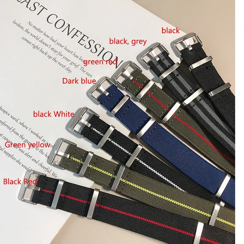 Bi-Color French Parachute Nylon Elastic Watch Strap - Military Style Bracelet