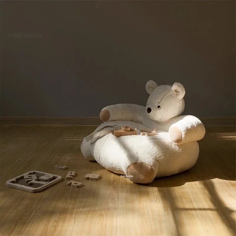 Nordic Plush Children's Sofas Living Room Bedroom Children's Armchair Creative Furniture Little Polar Bear Child Sofa