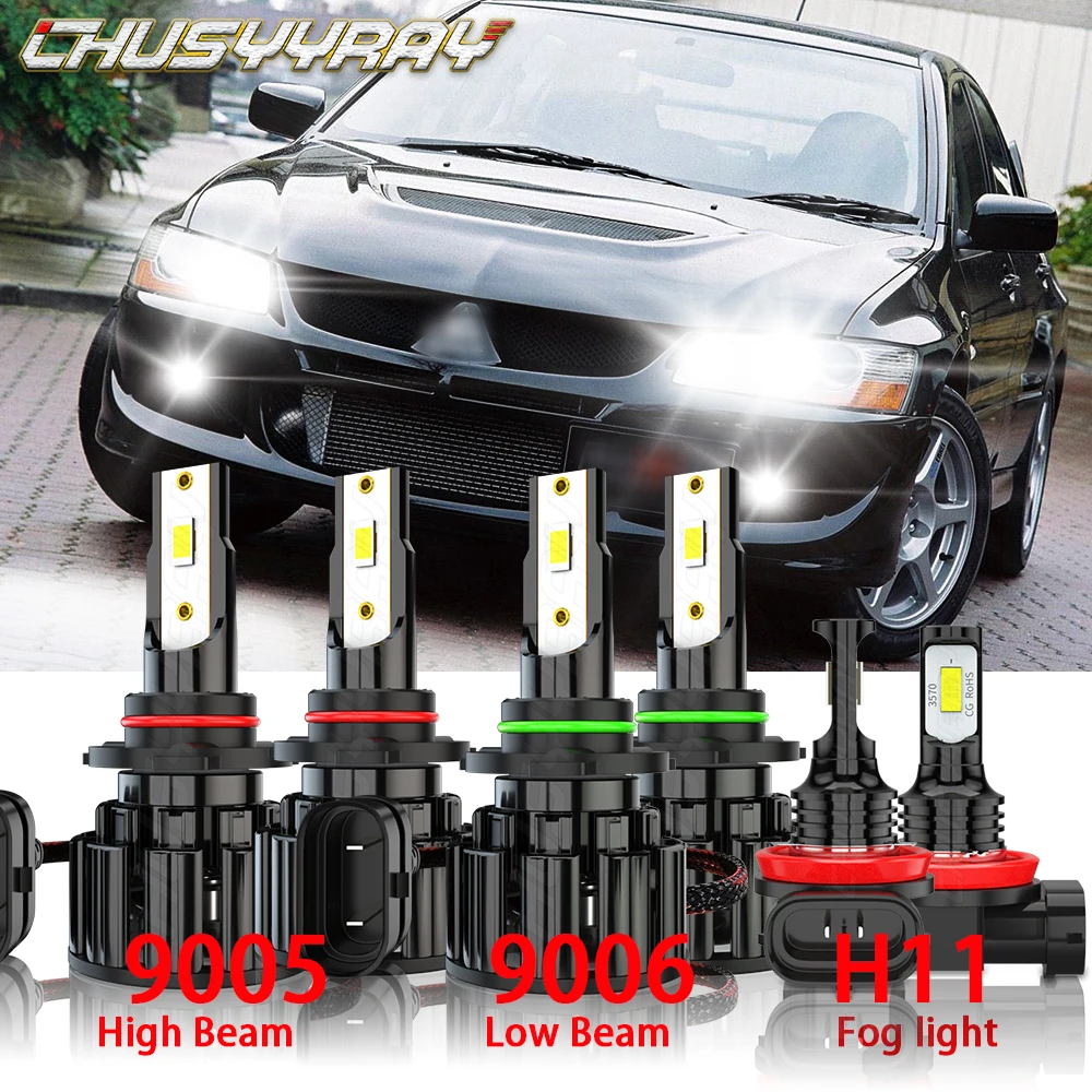 LED Headlight Bulb Kit For 2002-2007 Mitsubishi Lancer - 9007/HB5, 6000K White, 2 Bulbs