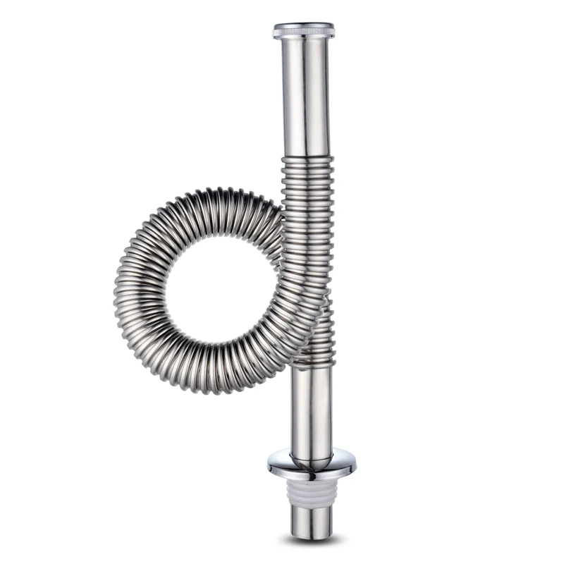 Stainless Steel Kitchen Sink Drain Pipe Long Deodorant Plug Sink Drain Sewer Floor Kitchen Faucet Accessories