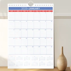 Large Wall Calendar for 2026 - Monthly Hanging Planner with Ample Writing Space, Spiral Bound for Home Office Organization (WHITE)