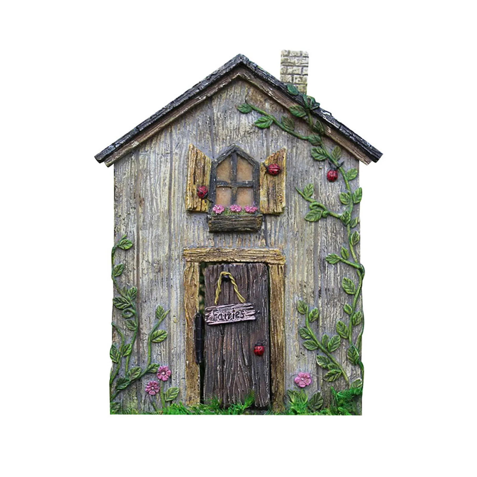 

Figurines Garden Fairy Decor Yard Art Miniature Tree Stump Decoration Door Figurines Fairy Tale Art Style Gate