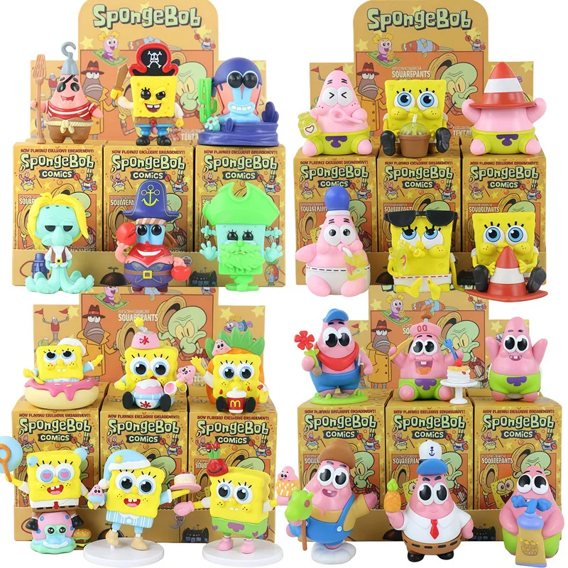 Spongebob Patrick Star Squidward Tentacles Leckerer Krabbenburger Anime-Figuren-Sammlung Modellpuppen Blindbox-Spielzeug Geburtstagsgeschenk