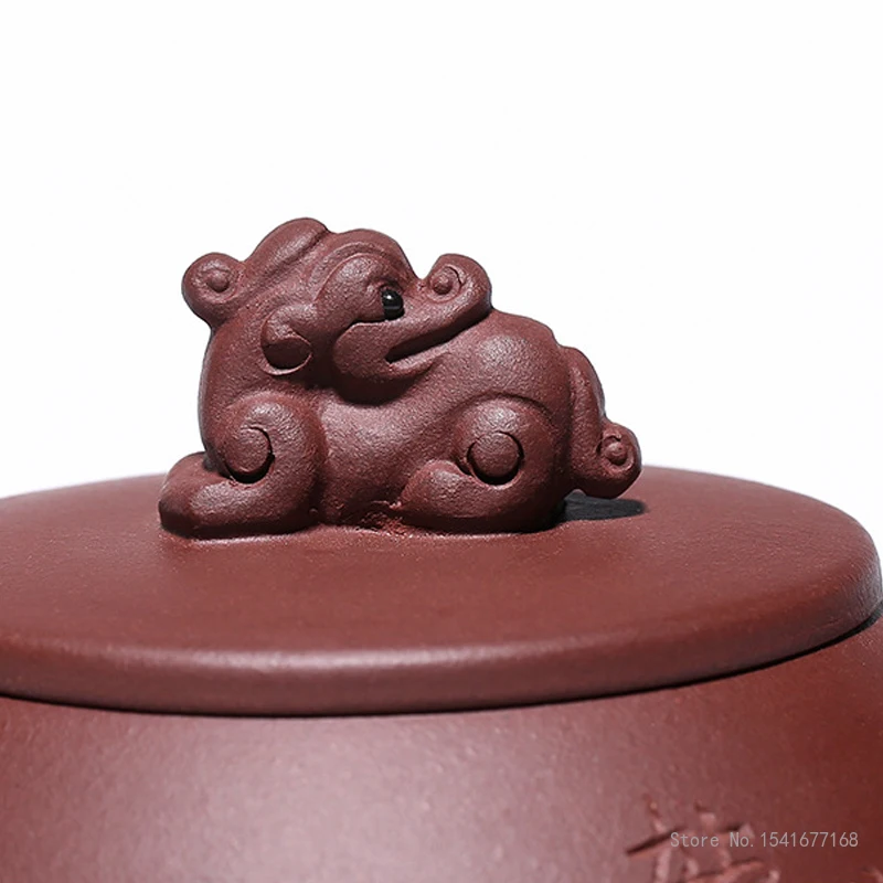 250ml Capacity Chinese Yixing High-end Raw ore purple vermilion mud Teapot, Famous Artists Hand-carved Kettle Zisha Tea Set, 1Pc