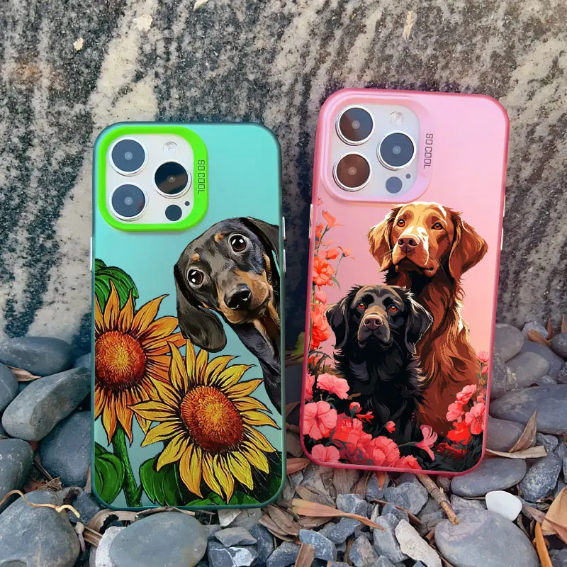 Dackel Silhouette Hund Niedliche Tier Handyhülle für IPhone 12 Pro Max Mini 11 13 14 15 Pro Max 15 14 Plus Laser Back Cover Funda
