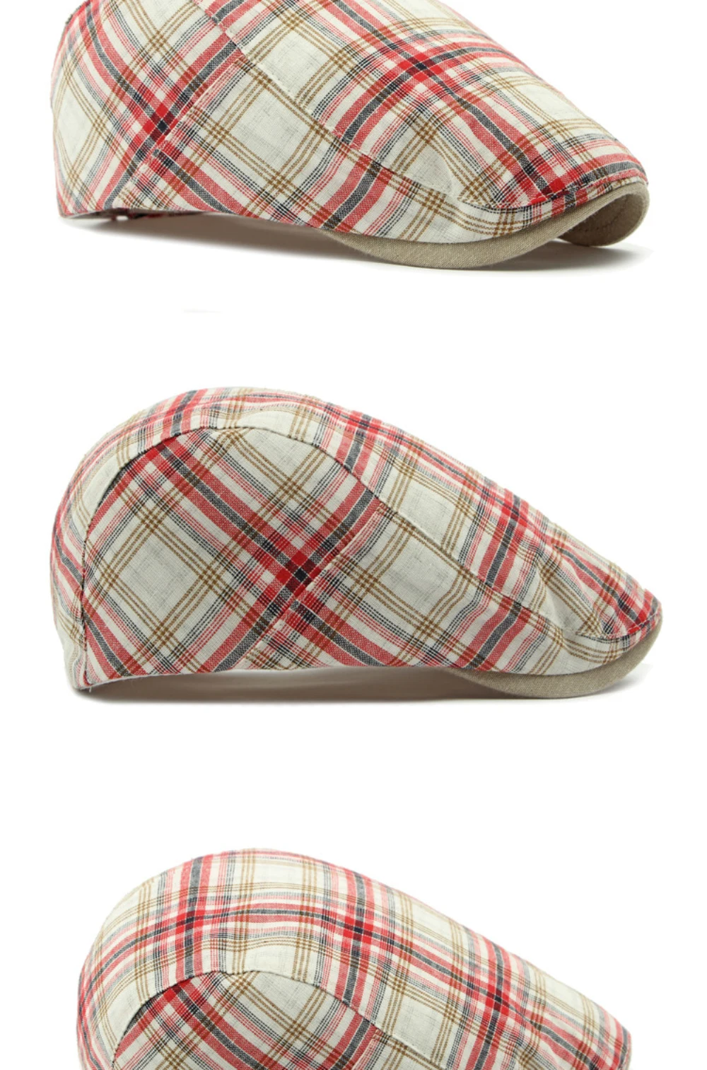 HT4696 Baskenmütze für Männer Frauen Frühling Sommer Sonnenhut Baskenmütze Kappe Vintage Plaid Künstler Maler Baskenmütze Hut Männlich Weiblich Retro Ivy Flache Kappe – Detail 10