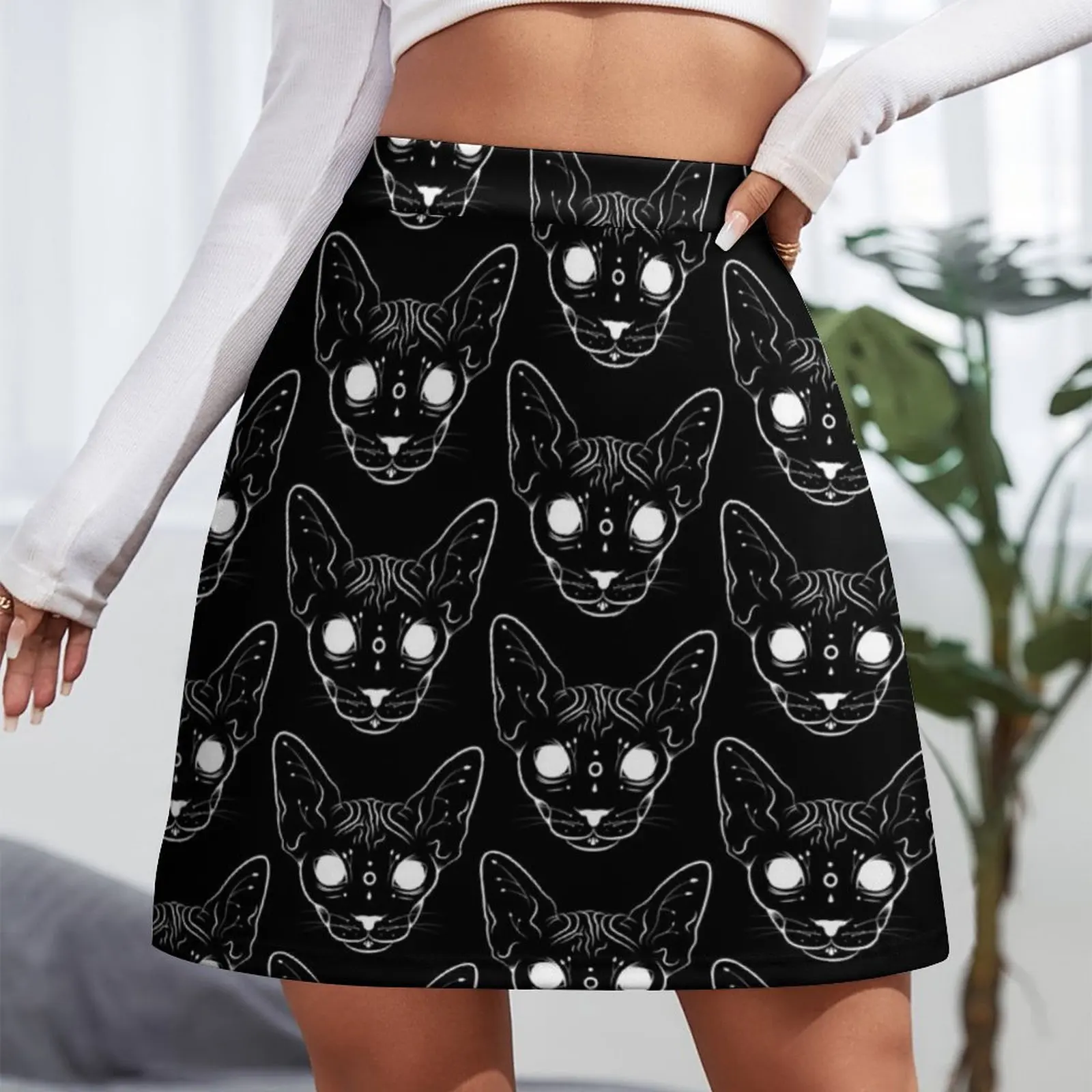 Sphynx Cat | Black Mini Skirt korean style clothes women 2023 summer dress women 2023