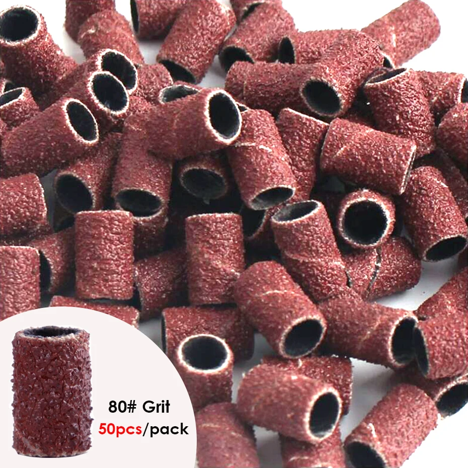 Professional Sanding Cap Bands Set for Electric Manicure - 100/50pc Assorted Grits