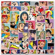 

10/30/50/100pcs Retro Girl Pop Art Waterproof Stickers Skateboard Laptop Luggage Bike Motorcycle Car Graffiti Sticker Decals
