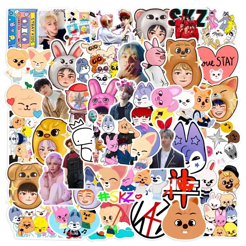 50pcs Kpop Sk Stickers Scrapbooking Laptop Notebook Cartoon Suitcase Graffiti Sticker Decals for Kids Girl Stray Gifts