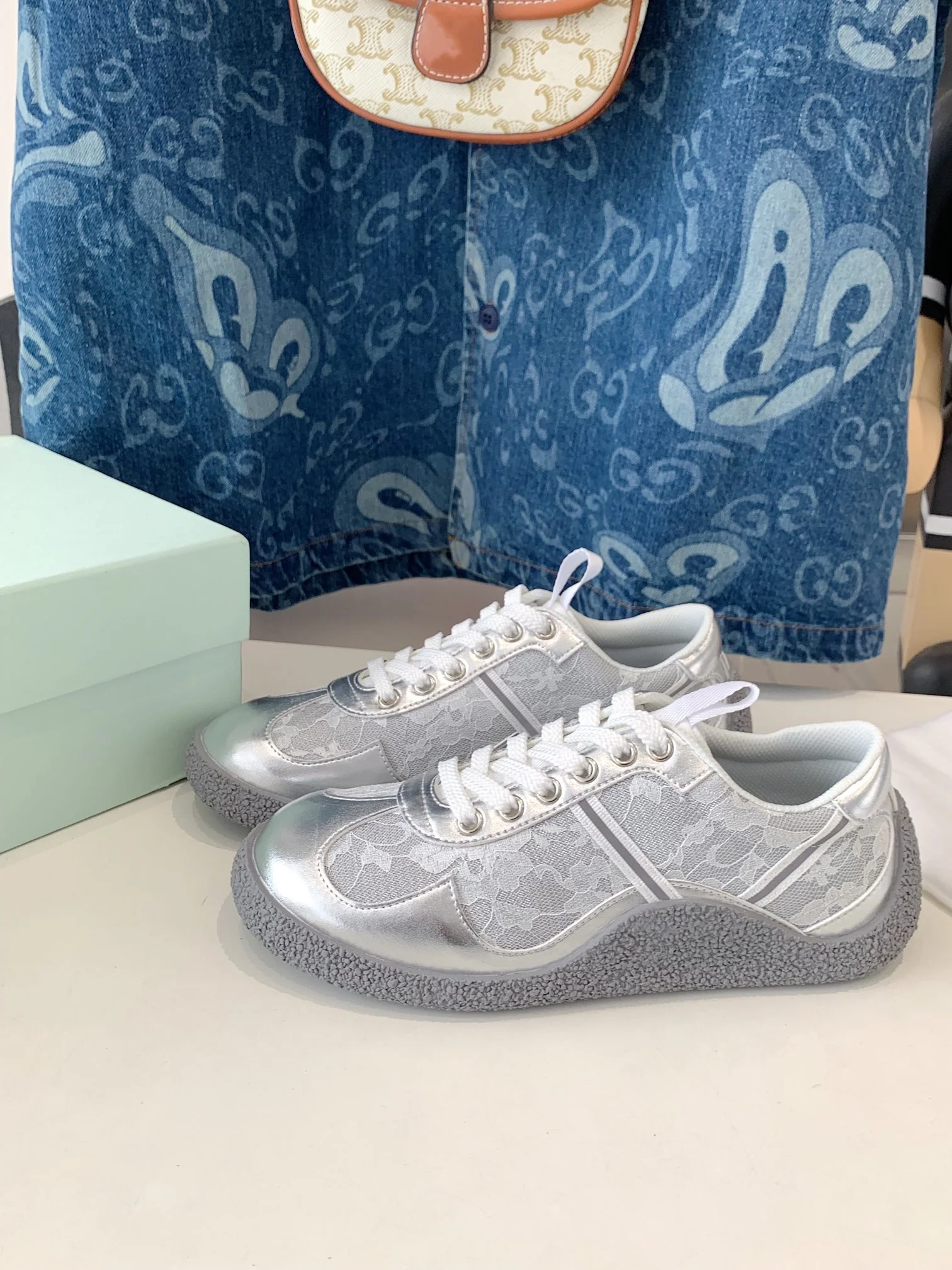 Retro thick soled lace training shoes, sports and leisure shoes, women's leather breathable shoes