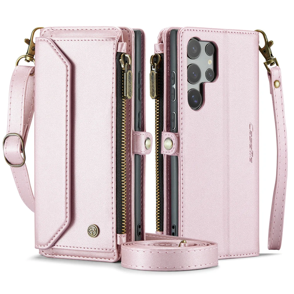 Retro Leather Wallet Phone Case with Magnetic Closure and Trifold Holder