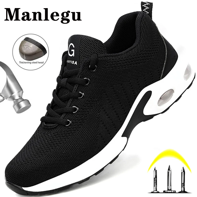 Safety Shoes Men's Work Safety Boot Air Mesh Steel Toe Breathable Lightweight