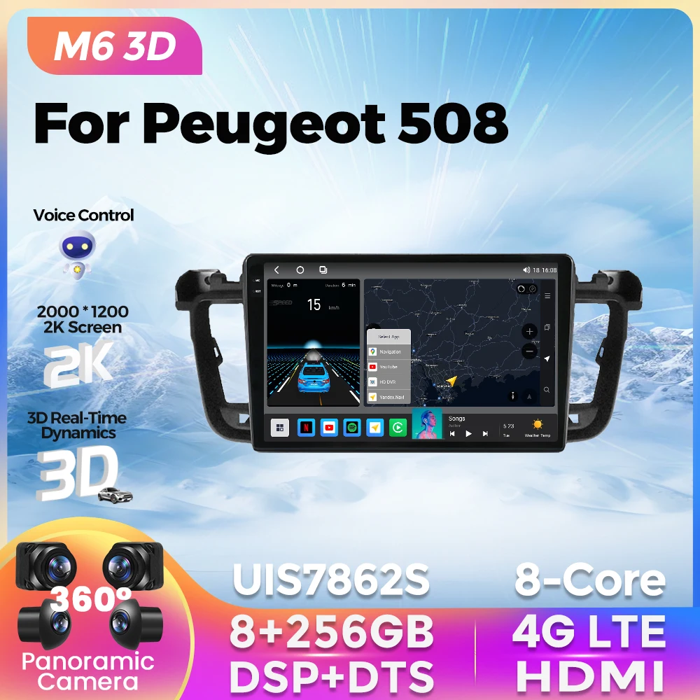 

M6 Plus 3D UI новейшая система Android умная автомобильная система экран для Peugeot 508 GPS беспроводной Carplay автомобильное стерео радио AI voice 2Din