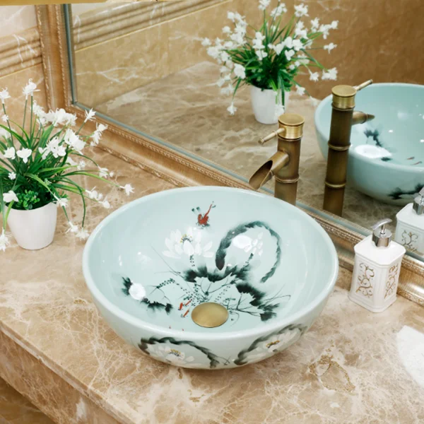 

Керамическая раковина Jingdezhen для ванной комнаты, счетчик раковины, раковина для ванной комнаты
